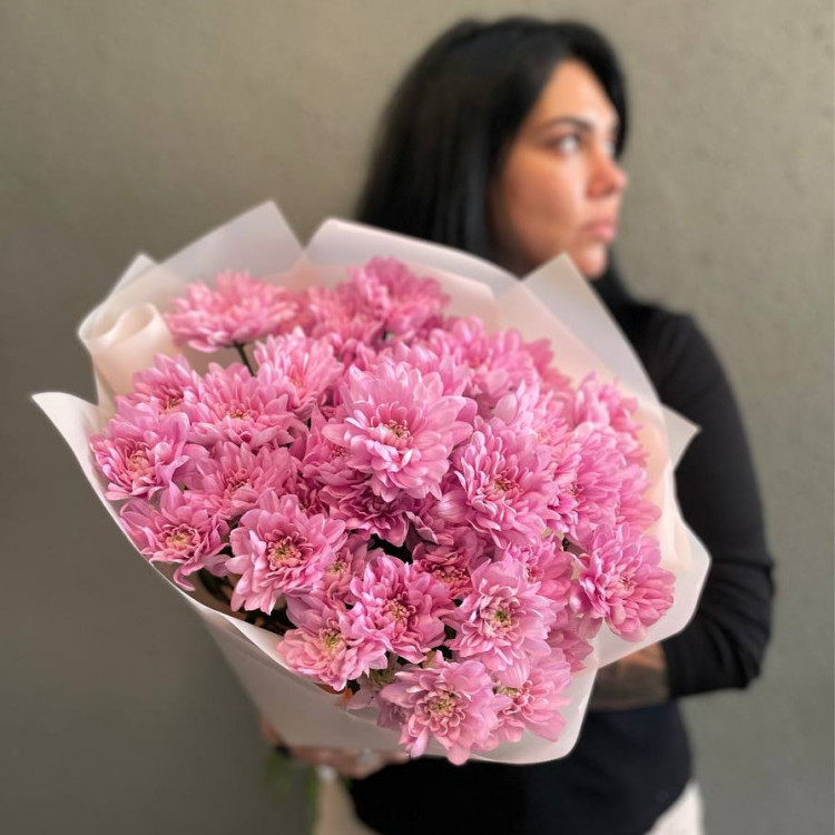 9 Розовых Кустовых Хризантем